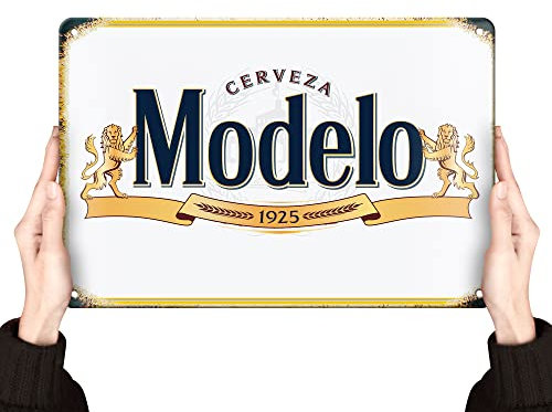 TINSIGNS Modelo Cerveza Beer Man Cave Decor Metallschild Alkohol Home Party Bar Retro Vintage Schilder (30,5 x 20,3 cm)