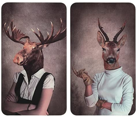 WENKO Herdabdeckplatte Universal Humanisation Female, 2er Set Herdabdeckung für alle Herdarten, Gehärtetes Glas, 30 x 52 cm, mehrfarbig