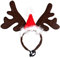 PRETYZOOM Weihnachten Haustier Stirnband Rentiergeweih Stirnband Elchgeweih Haarreif mit Weihnachtsmütze für Katze Hund Weihnachten Xmas Party Haarschmuck Cosplay Kostüm Zubehör