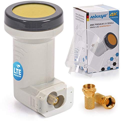 ANKASAT - ANK Premium UV Single LNB + Wetterschutz Kappe, 1 Teilnehmer zum Direktanschluss, Hitze und Kältebeständig -35° ~ +70°