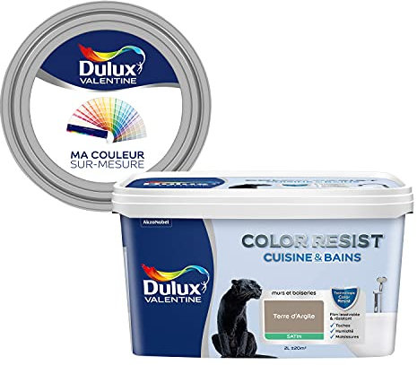 Ma Couleur Sur-Mesure par Dulux Valentine – Peinture Intérieure Murs, Plafonds, Boiseries - Palette Naturelle, Cuisine & Bain Satin, Terre d'Argile , 2 L