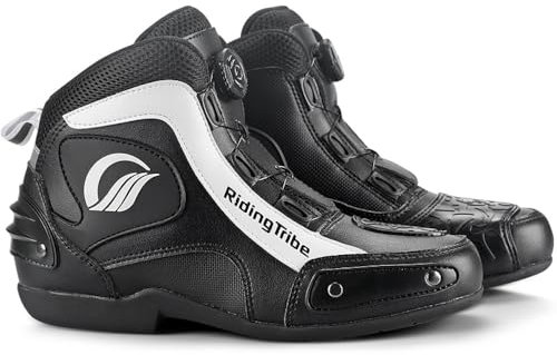 Msport Stivali Moto scarpe per Motociclisti Antiscivolo Traspirante - 45 EU Nero