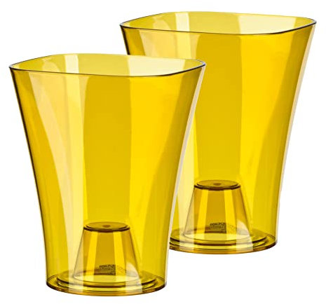 Tymar Orchideentopf Übertopf, 2er-Pack, transparent, Blumentopf, Blumenkübel für Orchidee, Pflanzentopf aus Kunststoff, Moderne, schlanke, Quadratische Form, ORCHPS001 (Honig Transpartent, ø 12 cm)