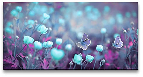 Paul Sinus Leinwandbild 120x60cm Blumenwiese Schmetterlinge Feldblumen Wildblumen Sommer