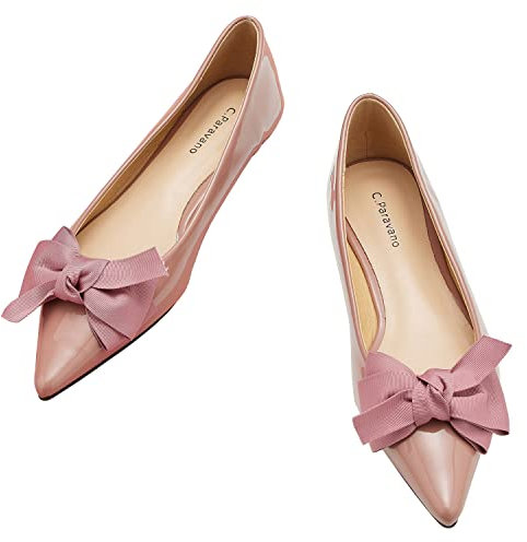 C.Paravano Ballerinas Damen Elegante und Bequeme Flachschuhe Spitze Ballerinas für den Alltag, Büro & Festliche Anlässe (40,Rosa)