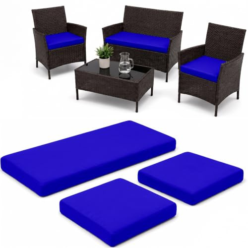iSTYLE MODE BETTER HOME CHOICE 3 Pieces Replacement Cushions Set For Rattan Chairs Sofa Patio Garden Outdoor Furniture Water Resistant Patio Padding Lightweight and Durable (Royal Blue)
