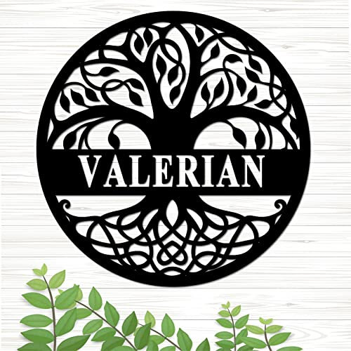 LZXSXZ Personalisierter Baum des Lebens Metall Zeichen Familiennamen, Custom Monogramm Hochzeitsgeschenk Wanddekoration Geschenk Geschenke Wanddekoration Schilder Selbst Gestalten Kunstdekor