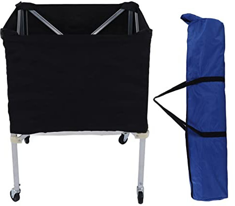 Ozgkee Collapsible Ball Cart, Wheeled Hopper Basket, Portable, Black, 34.8 x 26.2 inches, Basketball, Soccer, Volleyball
