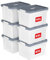 Cetomo 45L * 6 Kunststoff-Aufbewahrungsbox Box mit haltbarem Deckel und Sicherheitsverschluss stapelbar und verschachtelt 6-Packs weiß