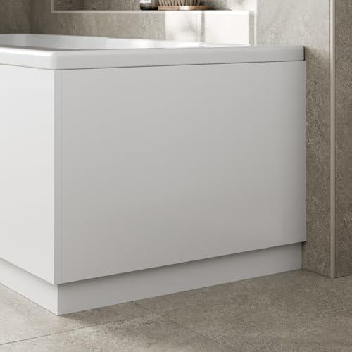 Aurora® Modern 800mm End MDF Bath Panel 18mm Wooden Panels for Bathroom Baths Soaking Tubs, Adjustable Plinth, Easy to Cut, White Gloss