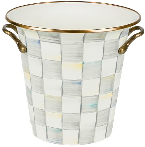 MACKENZIE-CHILDS Enamel Wine Cooler, Gray-and-White Sterling Check