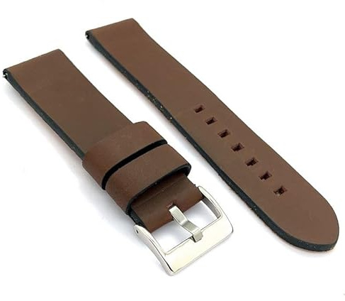 diloy Uhrenarmband Leder Vintage nahtlos 383 | Vintage Rindslederarmband gewachst, dick, Nubukfutter, 4 mm, Schnellwechsel oder Werkzeug