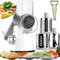 Handheld Rotary Cheese Grater Shredder- 3 Interchangeable Stainless Steel Drum Blades Manual Round Mandolin Vegetable Slicer Nut Grinder with Upgraded Strong Suction Base & Free Sharp Peeler, White