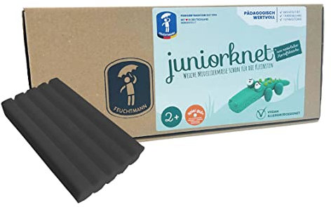 Feuchtmann 628.0406-0 - JUNIORKNET, geschmeidige Knete für die kleinsten, Schwarz, 5 Blöcke zu je 100g, leicht formbar zum Gestalten, Spielen und Modellieren