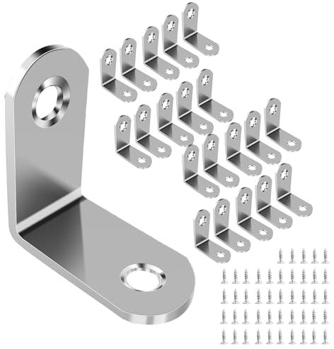 shinfly Winkelverbinder, 20 Stück 30 x 30 mm, Winkel Metall 90 Grad mit 45 Stück Schrauben, Edelstahl MetallWinkel L Klammern , für Möbel, Stuhl, Tisch, Fenster, Winkel Bracket