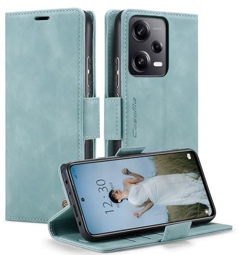 KZB Handyhülle für Xiaomi Redmi Note 12 Pro 5G Hülle für Xiaomi Poco X5 Pro 5G Premium Leder Klappbar Tasche RFID Schutzhülle Magnet Kartenfach Flip Case für Redmi Note 12 Pro 5G - HellBlau