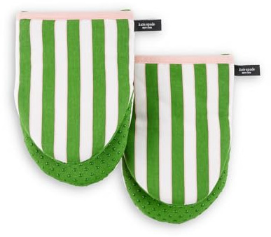 Kate Spade New York Botanical Stripe Mini-Ofenhandschuh, 2er-Pack, 14 x 20,3 cm, Grün/Rosa