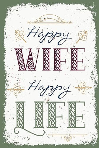 Ontrada Blechschild 12x18cm gewölbt Happy wife happy Life Schild