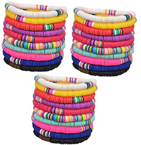 PACKOVE 30 Stk Farbiges Kork Armband Freundschaftsperlen Armbänder Schlagarmbänder Für Kinder Elastisches Seilarmband Farbiges Tonarmband Stretch-armband Aus Ton Eben Strand Elastizität