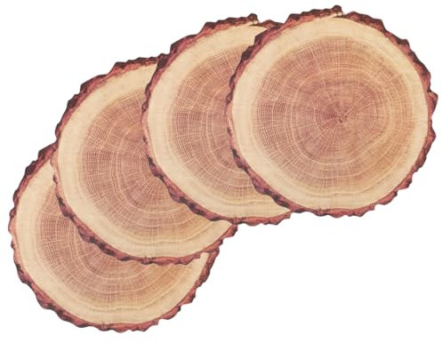 Milisten Heat-resistant Round Coasters 4pcs Tree Stump Place Mats Plastic Cup Pads Anti-skid Mats Protective Tabletop