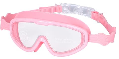 Risipu Kids Swim Goggles Silicone Diving Mask Anti Fog Anti Shattered Lens for Kids 3-14 Boy and Girl Pool Beach Swimming (Pink)