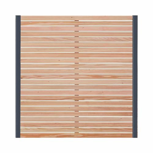 Endorphin® Holzzaun aus Lärche [180 x 180cm] | 2x Zaunelement & 3x Alu-Pfosten | Gartenzaun Holz inkl. Schrauben und Winkel | Sichtschutz Garten mit Rhombus-Technik | Lamellenzaun aus Lärchenholz