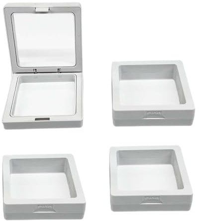 Baoblaze 4X 3D-Schweberahmen-Vitrine, Münzvitrine Dünnschicht-3D-Schmuckrahmen-Schmuckaufbewahrungsbox für antikes Geschenk, Weiß