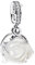 LaMenars White Rose in Bloom Double Dangle Charm für Armbänd 925 Sterling Silber Bead Women Charms Mother's Day Birthday Anniversary Jewelry for Girls Wife