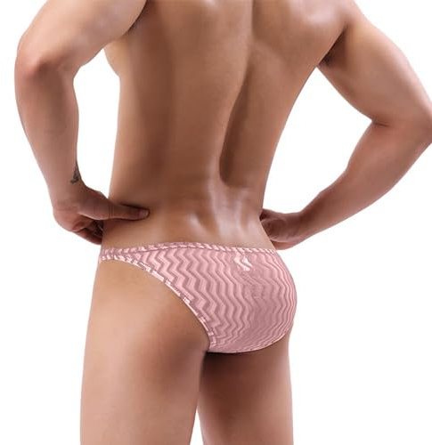 ZC8bdbd Slip sexy da uomo U convesso sacchetto mutandine a vita bassa traspirante stretto bordo stretto bikini mutande, Rosa, Small