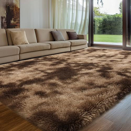 Sour Lemon Hochflor Teppich Braun Teppich Wohnzimmer 160x230 Waschbar Anti-Rutsch Extra Große Teppiche Schlafzimmer Flauschige Moderne Teppiche Matte Teppichen für Schlafzimmer Kinderzimmer