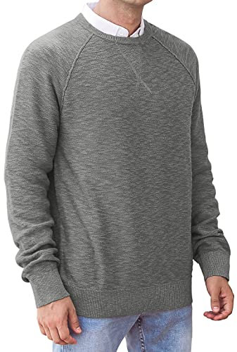 NITAGUT Men's Jumper Winter Soft Warm Knit Sweater Classic Crew Neck Casual Pullover Sweaters,Gray,XL