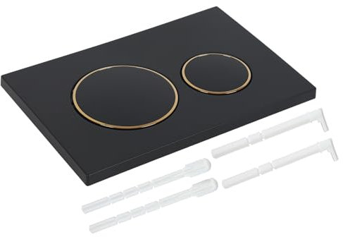 Plaque d'actionnement en plastique chromé pour réservoir de chasse d'eau - Modèle compatible avec Geberit Sigma20 (noir mat avec anneau doré)