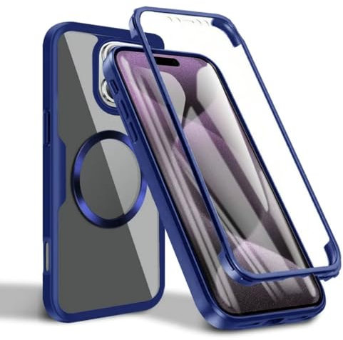 yanasuo Hülle für iPhone 11 Pro,Kompatibel mit MagSafe 360 Grad Stoßfest Schutzhülle mit Integriertem Displayschutz mit Kameraschutz Silikon Bumper Case -Blau