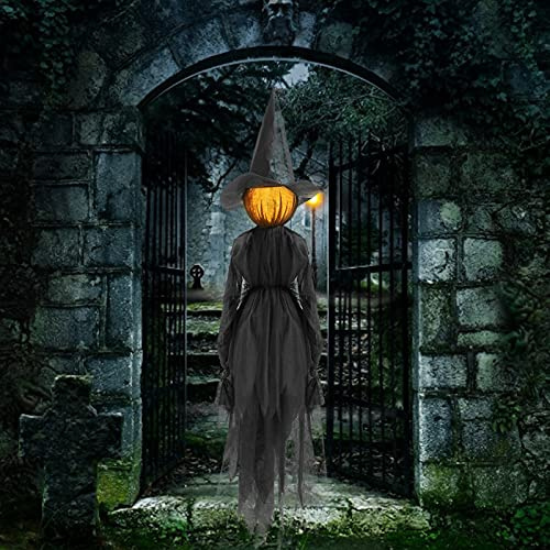 Halloween Deko Outdoor Hexe, 1 Stück Halloween Hexen Deko mit Bunte LED Licht, Helloween Hexe Dekoration, Leuchtende Hexen Deko Batteriebetrieben für Halloweendeko Garten, Rasen, Vorgarten (1er Set)