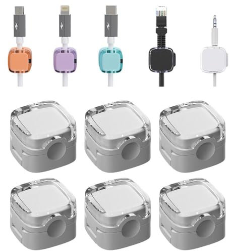 6 Stück Ladekabel Magnetische Kabel Organizer Lagerung Halter, 2024 Neue Magnetische Kabel Clips, Kabel Organizer Selbstklebend für Schreibtisch, Kabelhalter Selbstklebend (Weiß)