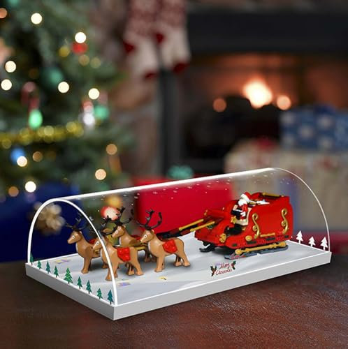 TRUSTFAR Acryl Staubdichte Vitrine Entworfen für LE-GO 40499 Santa Schlitten Weihnachten Baustein Modell, Transparente Box, Displaybox Kompatibel mit Le-go 40499 (kein Modell)