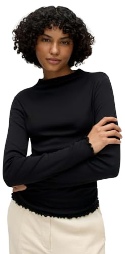 OPUS Damen Langarmshirt | SONINCHEN Slim Rippshirt aus weichem Jersey Black, 36