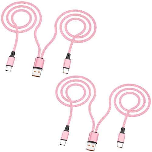 Lot de 2 câbles de charge multi-USB C 1,2 m - 2 en 1 - Double répartiteur 3 A - Chargeur USB C - Câble USB A vers double port USB C - Compatible avec iPhone 16/15, Samsung S24, Google, Android, rose