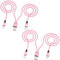 Lot de 2 câbles de charge multi-USB C 1,2 m - 2 en 1 - Double répartiteur 3 A - Chargeur USB C - Câble USB A vers double port USB C - Compatible avec iPhone 16/15, Samsung S24, Google, Android, rose