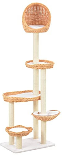 Juroupi Cat Tree with Sisal Scratching Post Natural Willow Wood,Cat Tree with Sisal Scratching Post,Cat Scratching Tree Sisal Post Activity Centre-170729