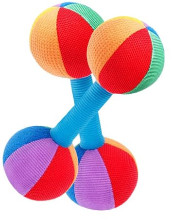 BRIGHTFUFU Rasseln Greifspielzeug Für Neugeborene Bunte Stoff Dumbbell Rassel Für Die Sensorische Entwicklung Und Motorik Von äuglingen 3 6 Monate