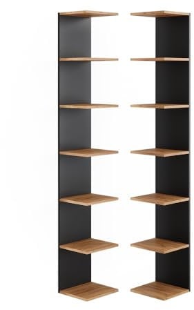 Vicco Wandregal Paolo, hängendes Regal, Anthrazit, 28 x 190 cm 2er Set