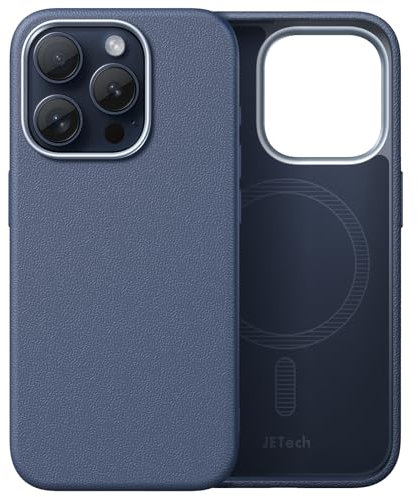 JETech Dünn Hülle für iPhone 15 Pro 6,1 Zoll Kompatibel mit MagSafe, Weiche TPU Anti-Kratzer Stoßfest Handyhülle mit Leder Textur Design, Nicht-Leder (Blau)