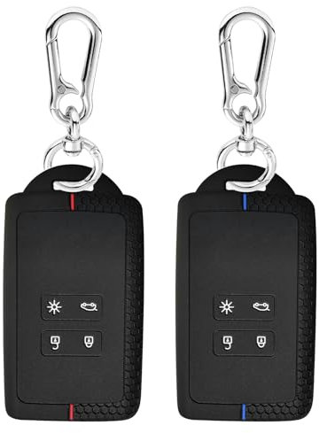 2 Pièces Etui Carte pour Renault, Coque Carte pour Re-na-ult, Porte Clé pour Ren-ault Compatible avec Clio Megane Koleos Kadjar Talisman Captur Espace Dacia Duster, Ren ault Coque de Clé à 4 Boutons