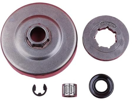 Clutch Drum 3/8 10 Tooth Sprocket Rim for Husqvarna 362 365 371 372 Washer E-Clip Needle Bearing Chainsaw Replacement