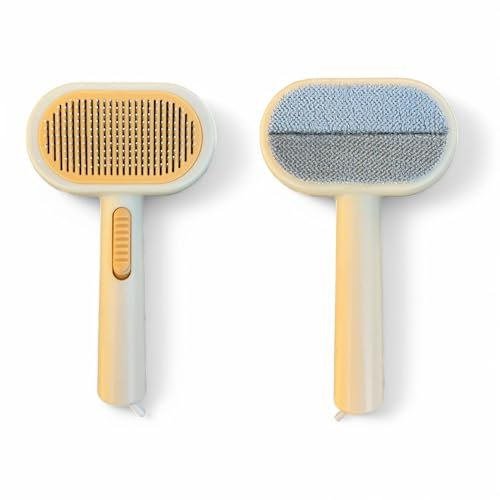 2-in1 Pet Grooming Brush & Lint Remover – Reusable Self-Cleaning Slicker Comb for Cat & Dog - Double-Sided Hair Removal Brushes Tool for Short/Long Haired -Deshedding & Fur Removers from Sofa & Carpet