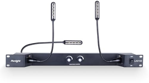 Pknight Rack-Montierbare LED-Schwanenhalsleuchte, 3 dimmbare Lampen, PowerCON-Eingang, Helligkeitsregelung, abnehmbares XLR, Metallgehdiuse - LA0102