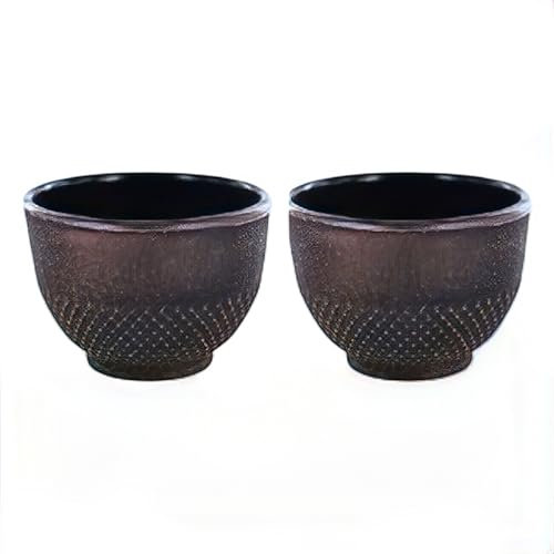 Duo de Tasses en Fonte d’Art – 15cl – Fonte Noire Émaillée Finition Dorée – Artisanat Asiatique – Tasses à Thé Traditionnelles Japonaises