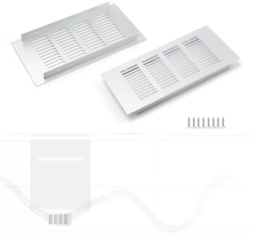 WJUAN Rejilla de ventilación de aluminio, 200X100MM, Plata, rectangular, para armarios, dormitorios y puertas