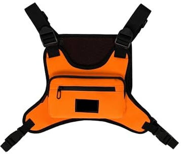Brusttasche Männer Oxford Brust Packs Nylon Unisex Taschen Hip Hop Multi-Pocket Weste Rucksäcke(Orange)
